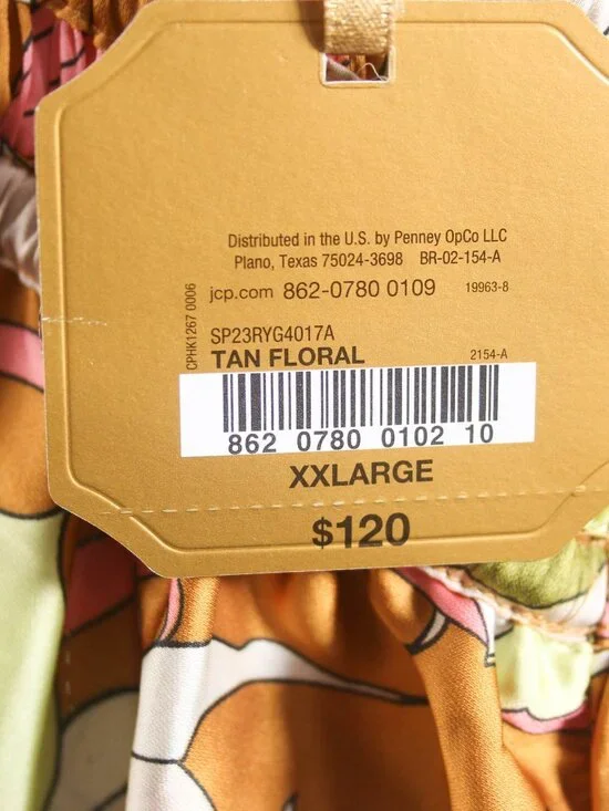 Ryegrass NWT XXL Tan Floral Smocked Waist Boho Mini Dress Long Sleeve - Picture 9 of 9